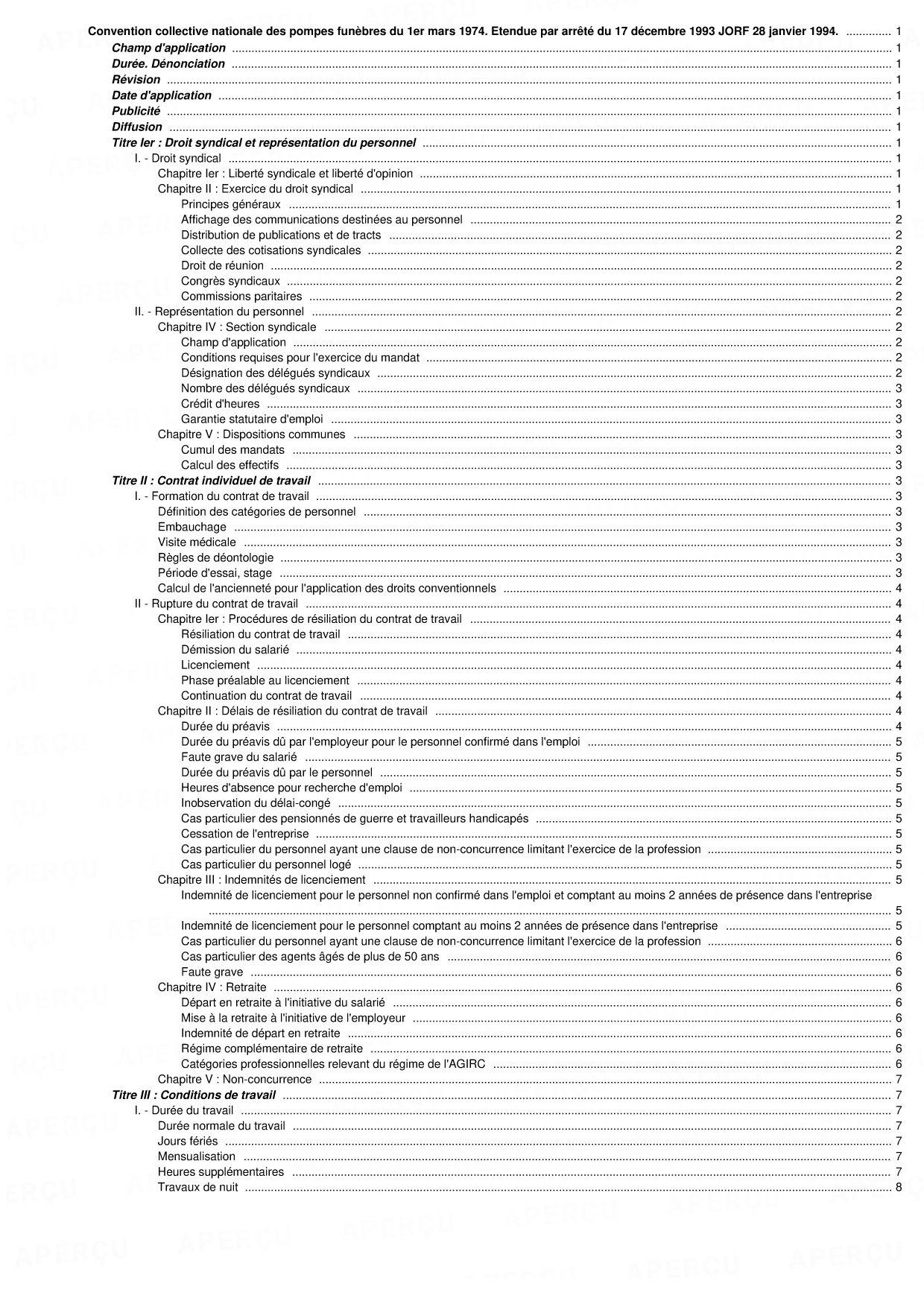 Convention Collective Nationale Des Pompes Funebres Du 1er